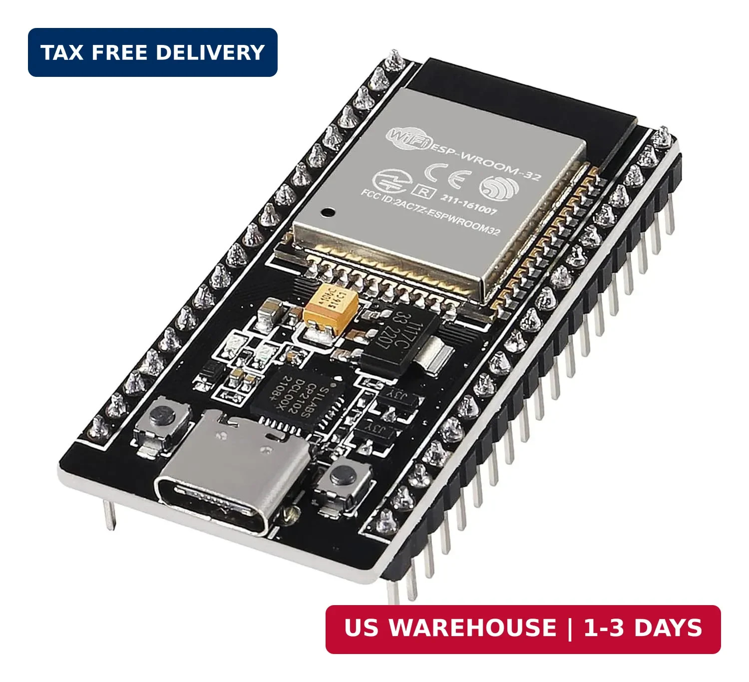 ESP32 ESP-WROOM-32 WiFi and Bluetooth Development Board, 38-Pin, with USB Type-C ESP32 ESP-WROOM-32 WiFi and Bluetooth Development Board, 38-Pin, with USB Type-C