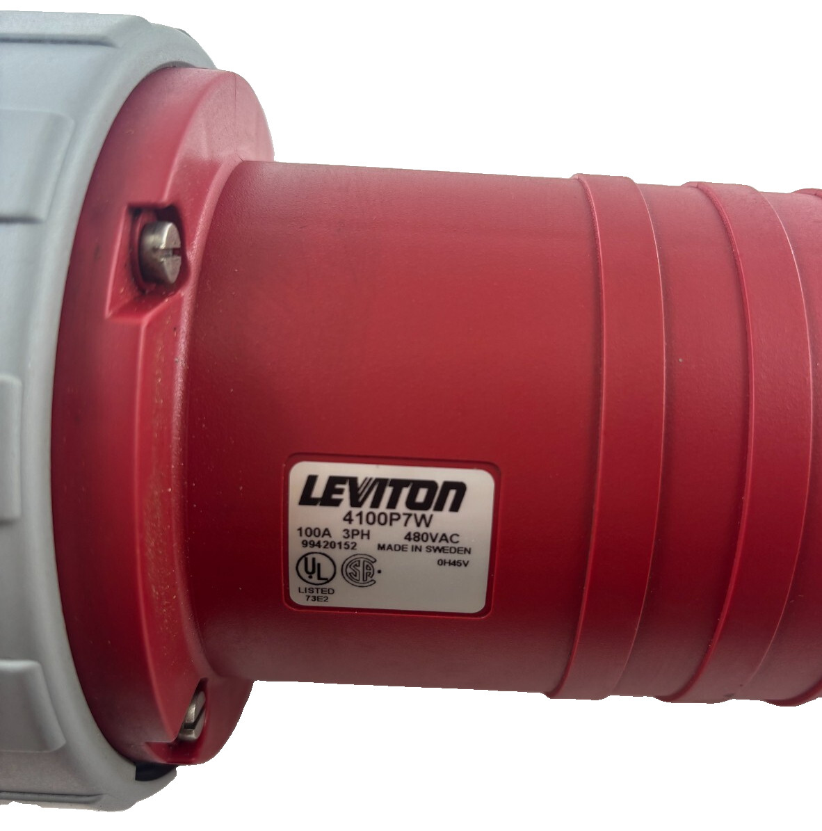 Leviton 4100P7W Watertight Plug 3-Pole 4-Wire 100A 480VAC Pin & Sleeve IEC 309 Leviton 4100P7W Watertight Plug 3-Pole 4-Wire 100A 480VAC Pin & Sleeve IEC 309