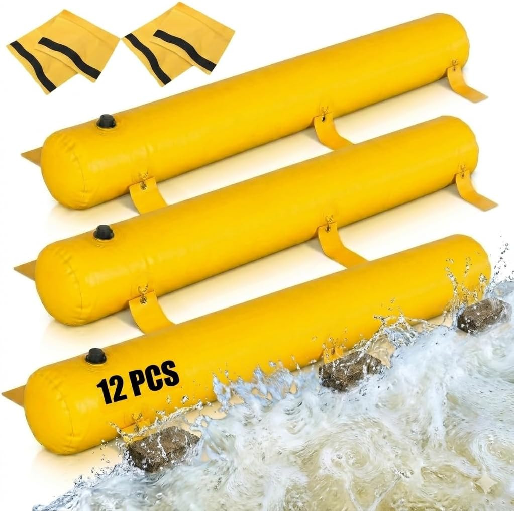 12Pack PVC Flood Barriers Bags, 72 X 14 Inch Inflatable Flood Barriers for Home 12Pack PVC Flood Barriers Bags, 72 X 14 Inch Inflatable Flood Barriers for Home