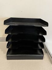 VTG MCM Buddy Product 5shelf Black Metal Industrial Office Desk File Tray Holder picture