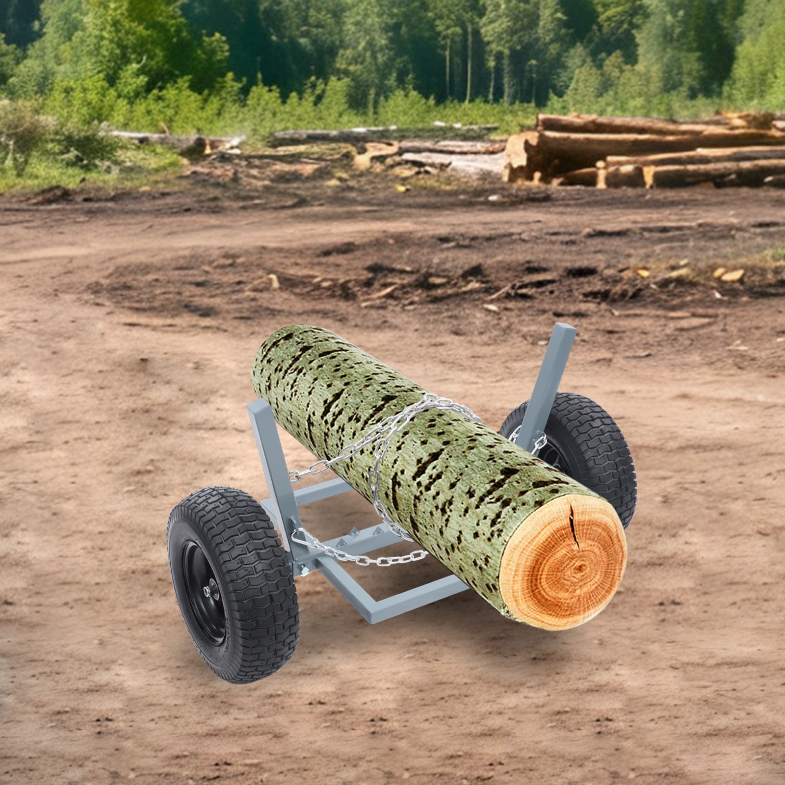1500 LBS Capacity Log Skidder Heavy Duty Log Holder, Log Dolly with Chain Grey 1500 LBS Capacity Log Skidder Heavy Duty Log Holder, Log Dolly with Chain Grey