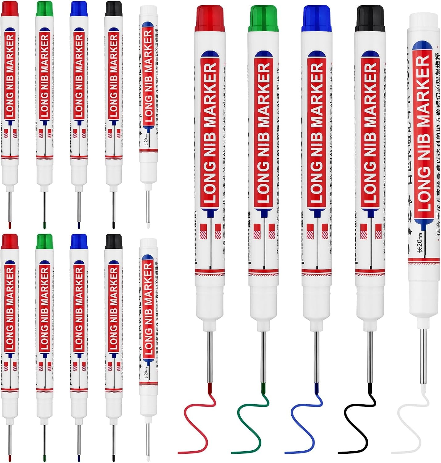 15 PCS Long Head Deep Hole Marker Pens,20mm Long Nib Marker, Longs Nose Markers, 15 PCS Long Head Deep Hole Marker Pens,20mm Long Nib Marker, Longs Nose Markers,