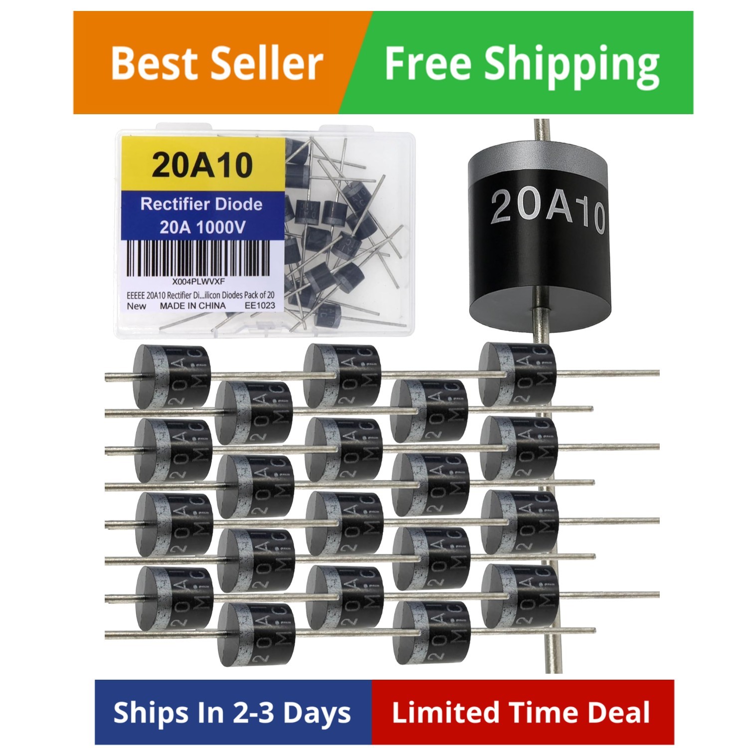 20A10 Diode Rectifier Diode 20pcs 20 Amp 20A 1000 Volt 1000V Electronic Silic... 20A10 Diode Rectifier Diode 20pcs 20 Amp 20A 1000 Volt 1000V Electronic Silic...