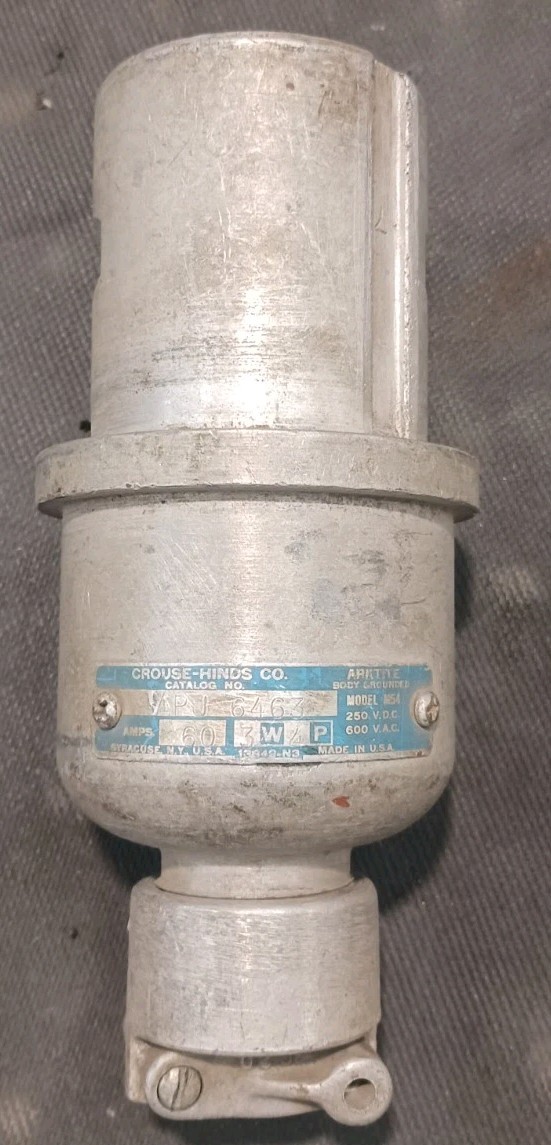CROUSE HINDS APJ6463 EXPLOSION PROOF MALE 60A 600V 3W 4P (L-8) CROUSE HINDS APJ6463 EXPLOSION PROOF MALE 60A 600V 3W 4P (L-8)