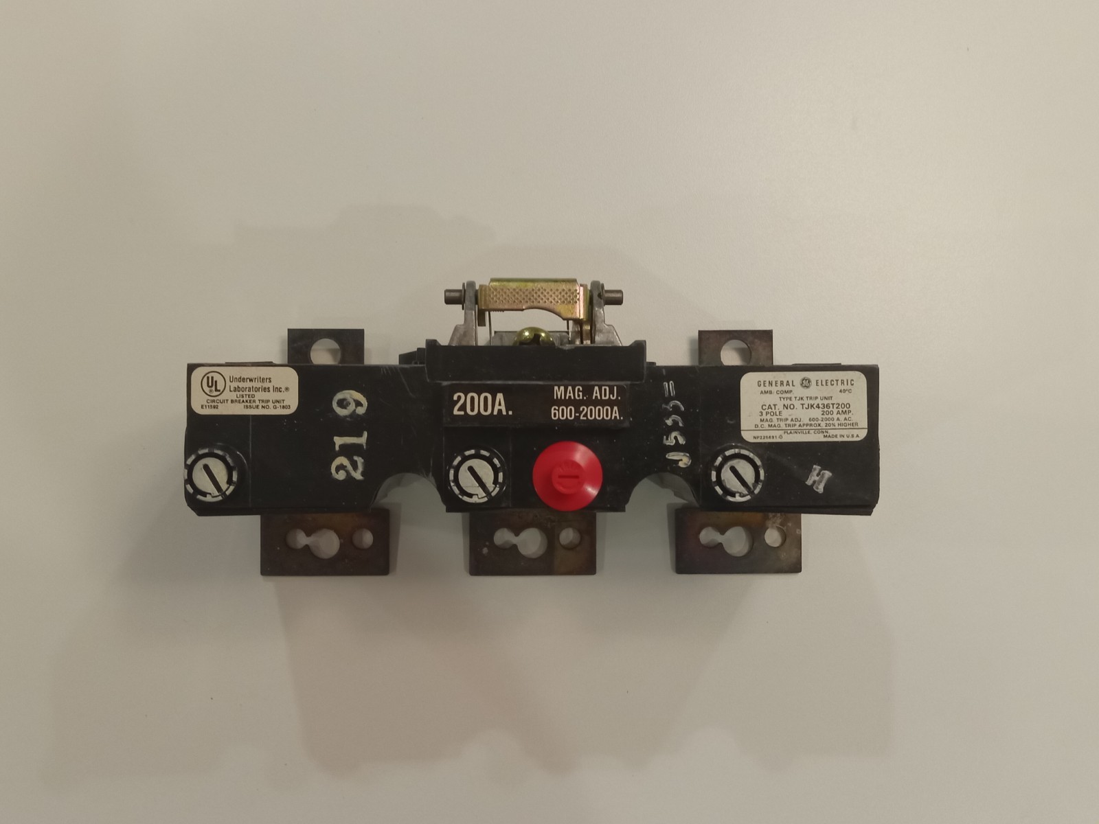 GENERAL ELECTRIC TYPE TJK TRIP UNIT TJK436T200 200A GENERAL ELECTRIC TYPE TJK TRIP UNIT TJK436T200 200A