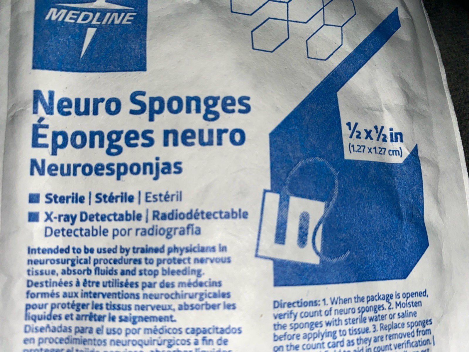 Medline Neuro Sponges NEUROSPNG05 1/2” X-Ray Detectable Cottonoid Patties Qty 10 Medline Neuro Sponges NEUROSPNG05 1/2” X-Ray Detectable Cottonoid Patties Qty 10