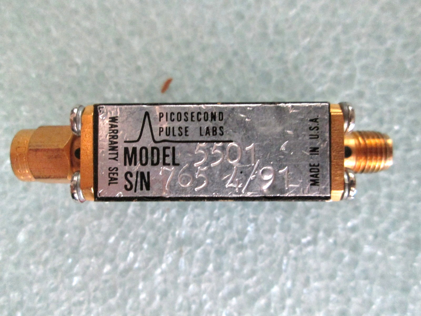 26.5 GHz DC Block 10 ps Risetime SMA M to SMA F Picosecond pulse labs 5501 26.5 GHz DC Block 10 ps Risetime SMA M to SMA F Picosecond pulse labs 5501