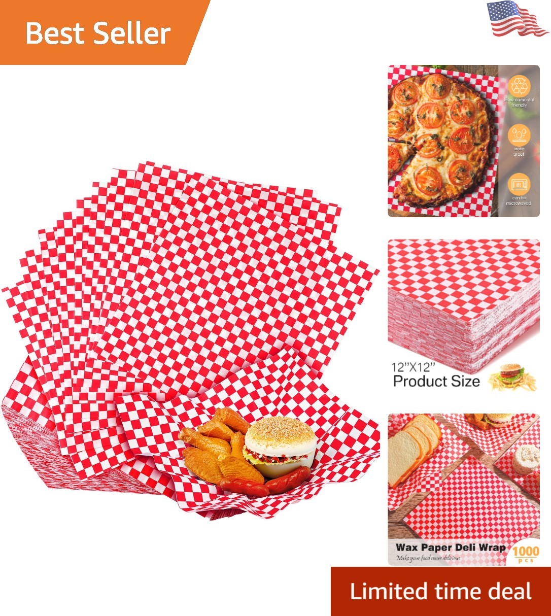 Bulk 1000 Pcs Greaseproof Wax Paper Sheets 12x12 in for Stylish Food Wrapping