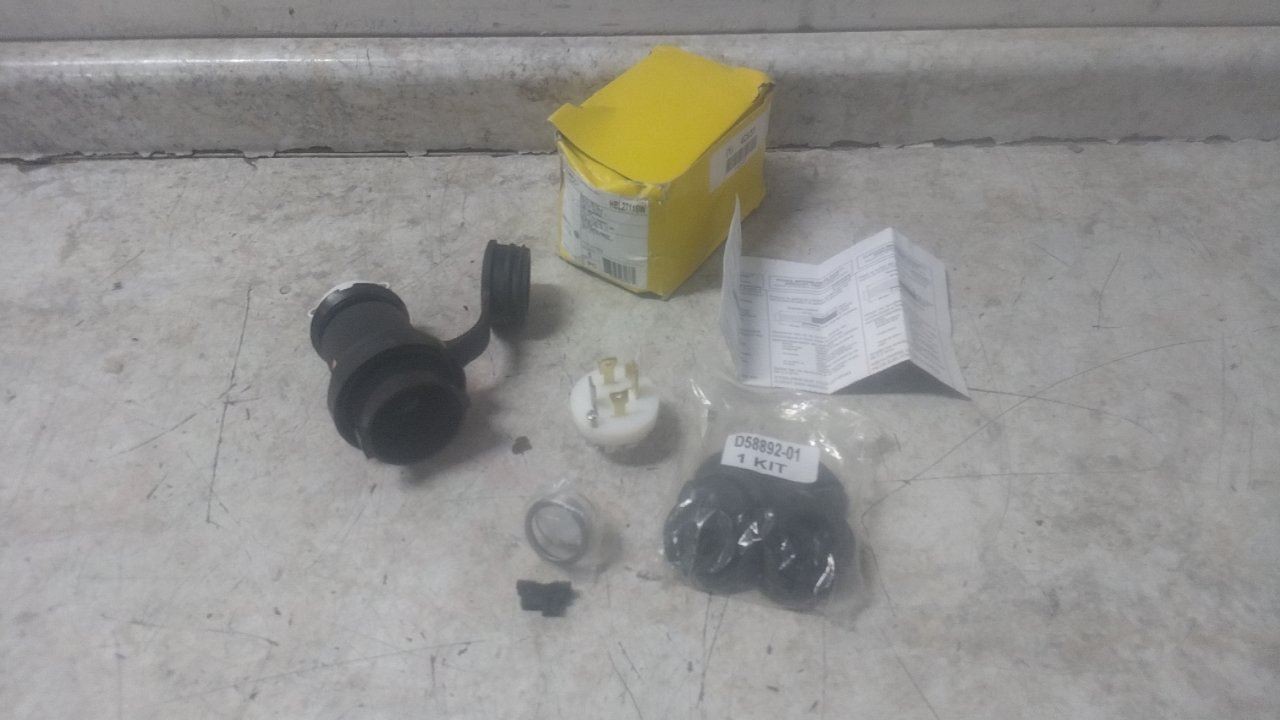 Hubbell HBL2711SW 125/250VAC 30 A Current Rating Watertight Locking Plug Hubbell HBL2711SW 125/250VAC 30 A Current Rating Watertight Locking Plug