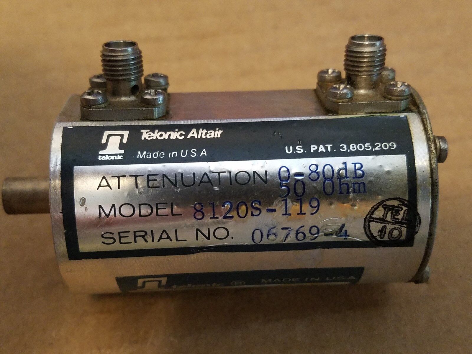 Telonic Altair 8120S-119 0-80dB 10dB-Steps RF Attenuator 50Ohm Microwave SMA(f)
