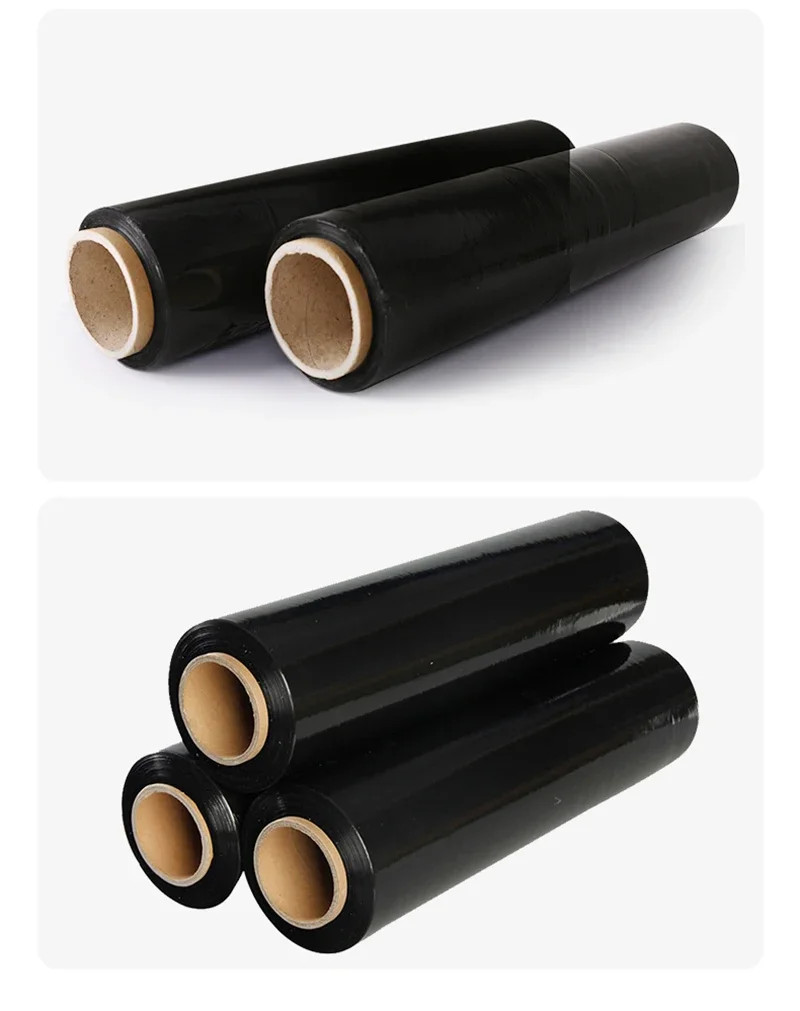 50\'\' x 210\' 80 Ga 2 Roll Pallet Wrap Stretch Film Hand Shrink Wrap 1500FT Black