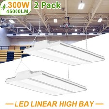 2 Pack Commercial Warehouse LED Linear High Bay Light Fixture 300W 45000LM 5000K picture