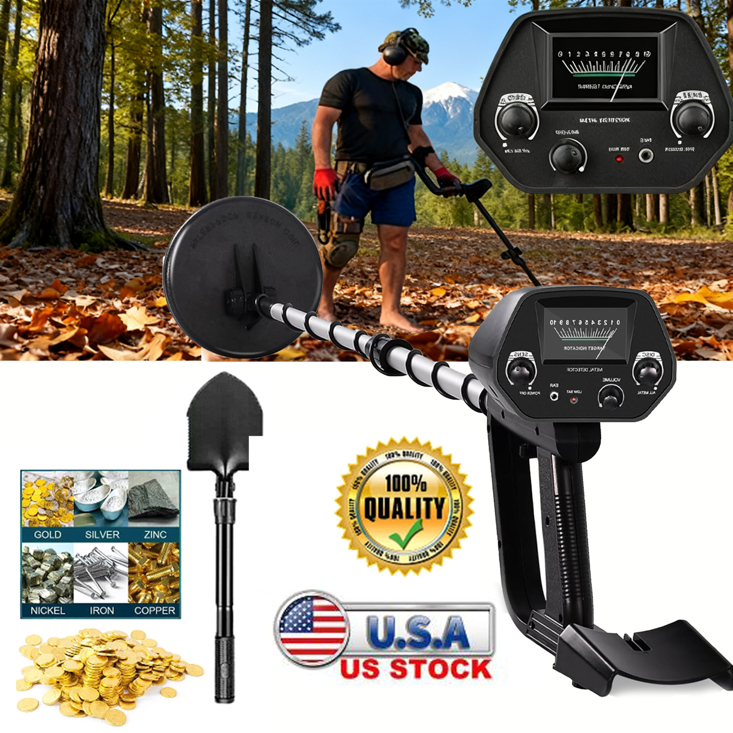 Deep Ground Metal Detector For Adults Underwater Beach Yard Waterproof Seeker US Deep Ground Metal Detector For Adults Underwater Beach Yard Waterproof Seeker US