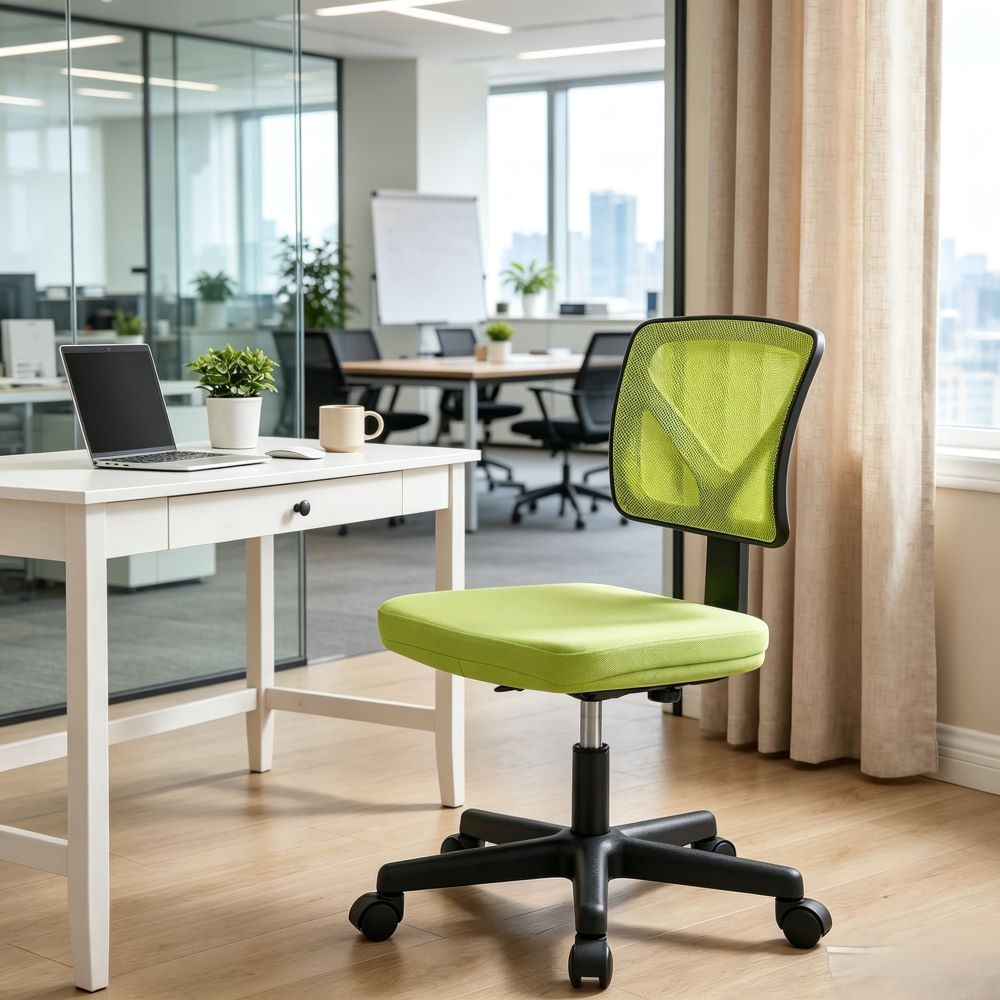 Small Armless Desk Chair with Ergonomic Design Small Armless Desk Chair with Ergonomic Design