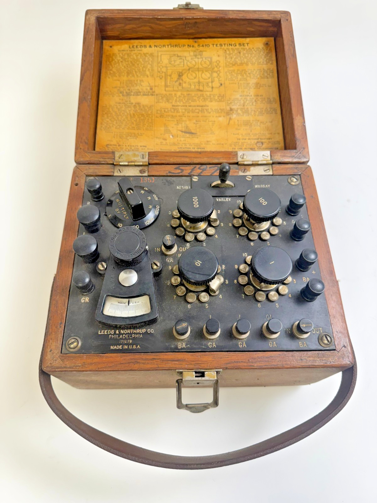 Antique Leeds & Northrup No. 5410 Type T Portable Testing Set; USA; Untested