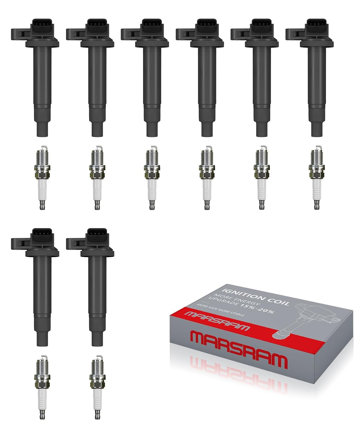 Ignition Coil Pack UF230 & Double Iridium Spark Plugs 4504 Compatible with Toyot