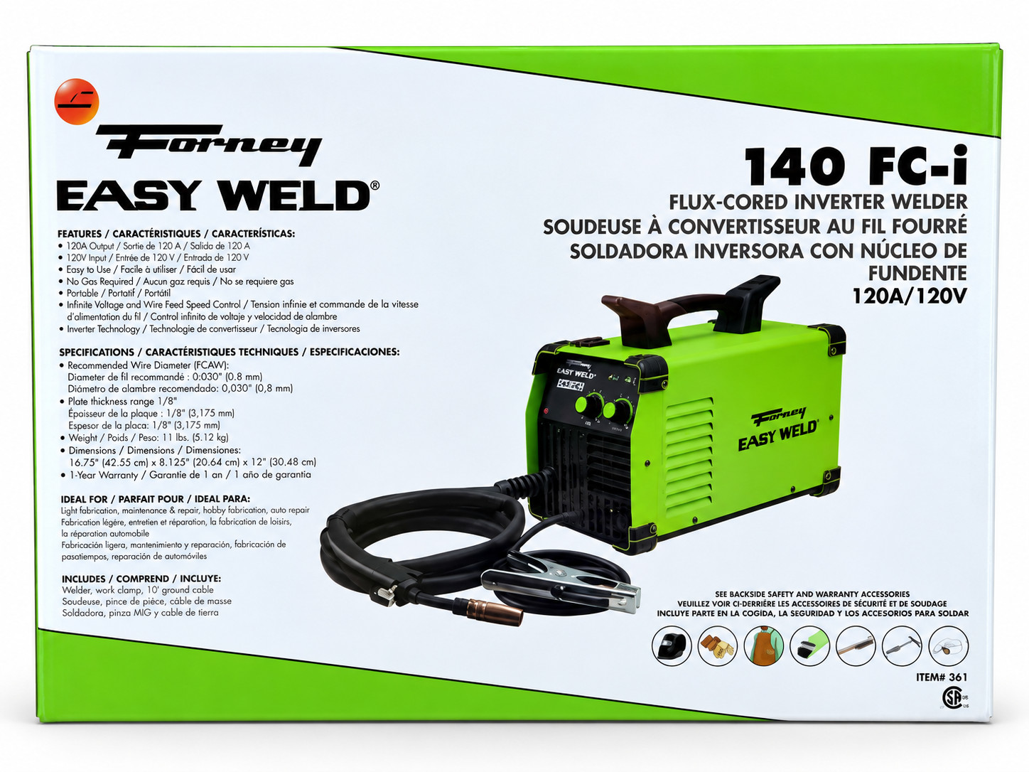 Forney Easy Weld 140 FC-i Flux Core MIG Welder 120V 140A Model 261 Gasless NEW Forney Easy Weld 140 FC-i Flux Core MIG Welder 120V 140A Model 261 Gasless NEW
