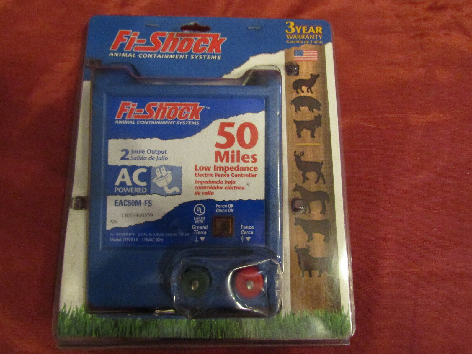 Fi-Shock EAC50M-FS 50-Mile AC Low Impedance Electric Fence Energizer 50 Miles
