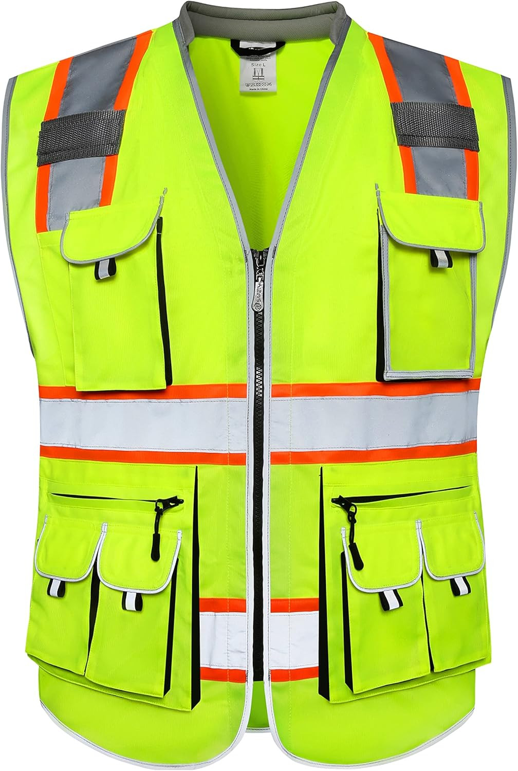 Chaleco Seguridad 10 Bolsillos ANSI Amarillo Naranja Reflectante XL 89 Calidad Chaleco Seguridad 10 Bolsillos ANSI Amarillo Naranja Reflectante XL 89 Calidad