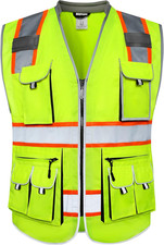 Chaleco Seguridad 10 Bolsillos ANSI Amarillo Naranja Reflectante XL 89 Calidad picture