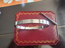 NEW 18kWhiteGold Classic Love4 Diamond Bracelet Size 17 picture