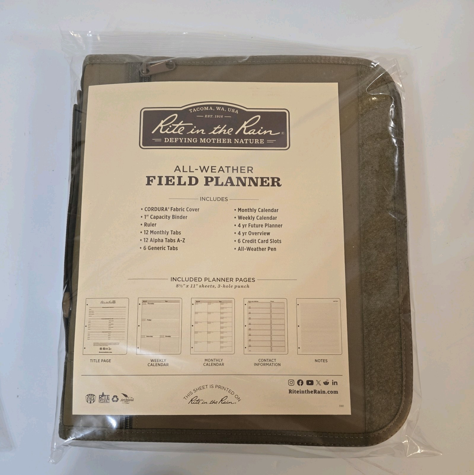 Rite in the Rain Nº 9255T-MX Tan Field Planner NSN: 01-577-7671 Rite in the Rain Nº 9255T-MX Tan Field Planner NSN: 01-577-7671