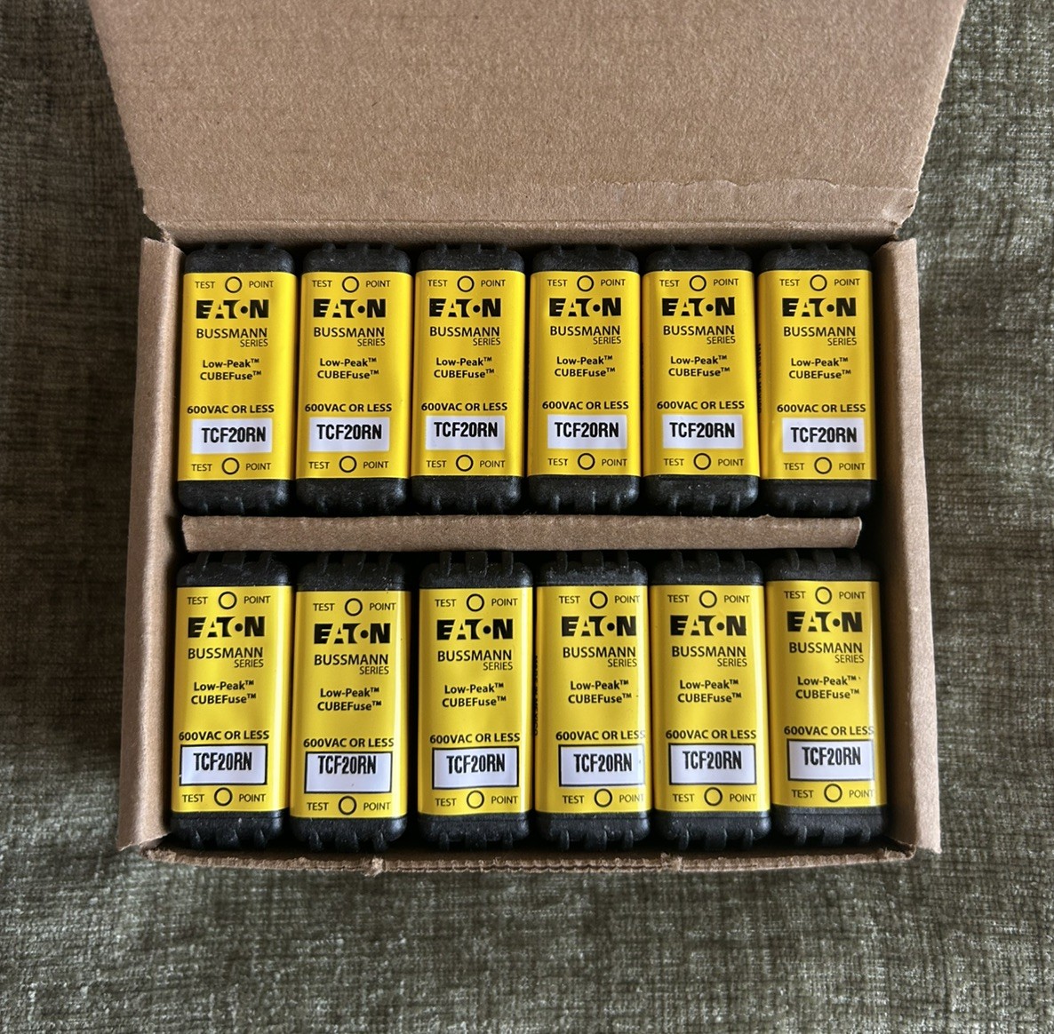 (LOT OF 12).  Eaton Bussman TCF20RN Fuses.  SEE DESCRIPTION…,