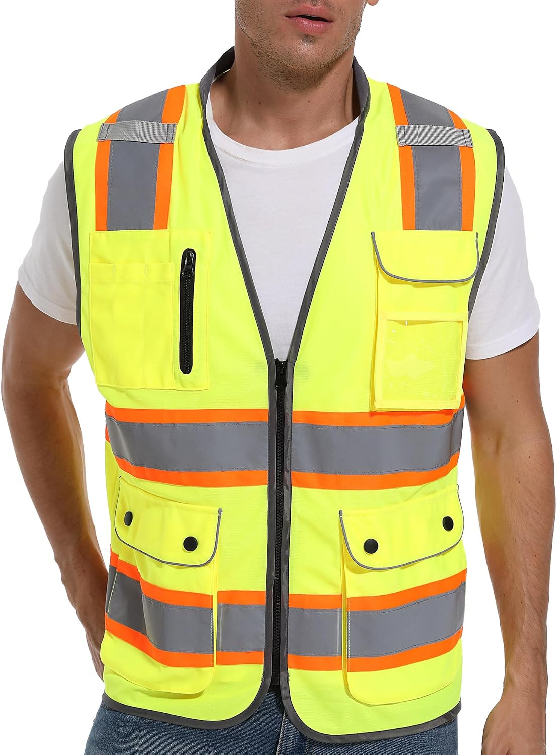 Chaleco De Seguridad Alta Visibilidad Con Tiras Reflectantes Para Hombres Chaleco De Seguridad Alta Visibilidad Con Tiras Reflectantes Para Hombres