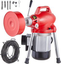 250W Electric Sewer Snake Auger with 2 Sectional Steel Cables (66' X 5/8