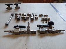 Mixed Lot of Swagelok compression Stainless Steel valves, T fittings, elbows picture
