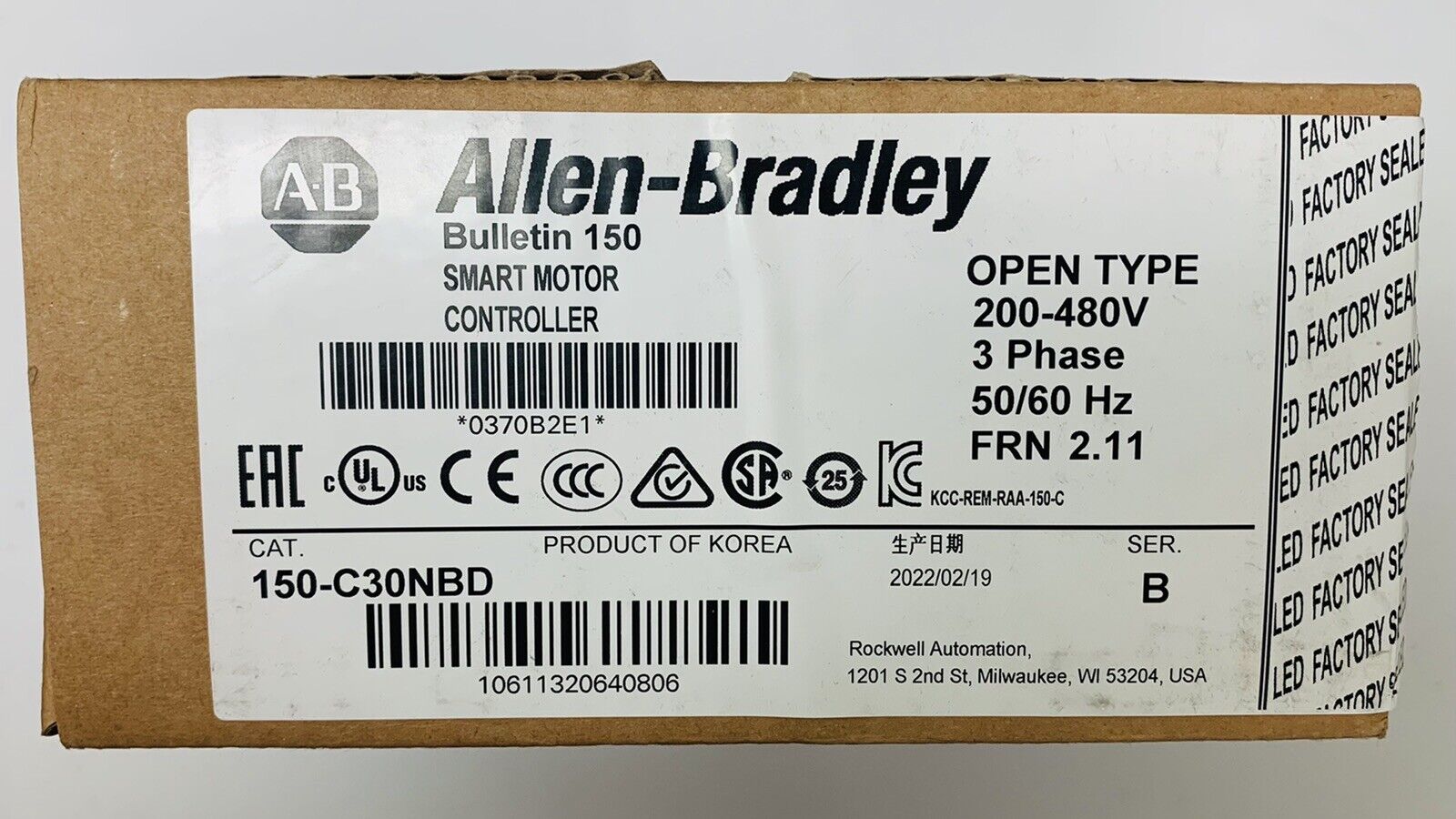1PCS New Allen Bradley 150-C30NBD SMC Smart Motor Controller AB 150 C30NBD