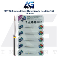 MDT Dental FG Diamond Coated Short Flame Needle Head Bur 539 L21.0mm Contouring picture