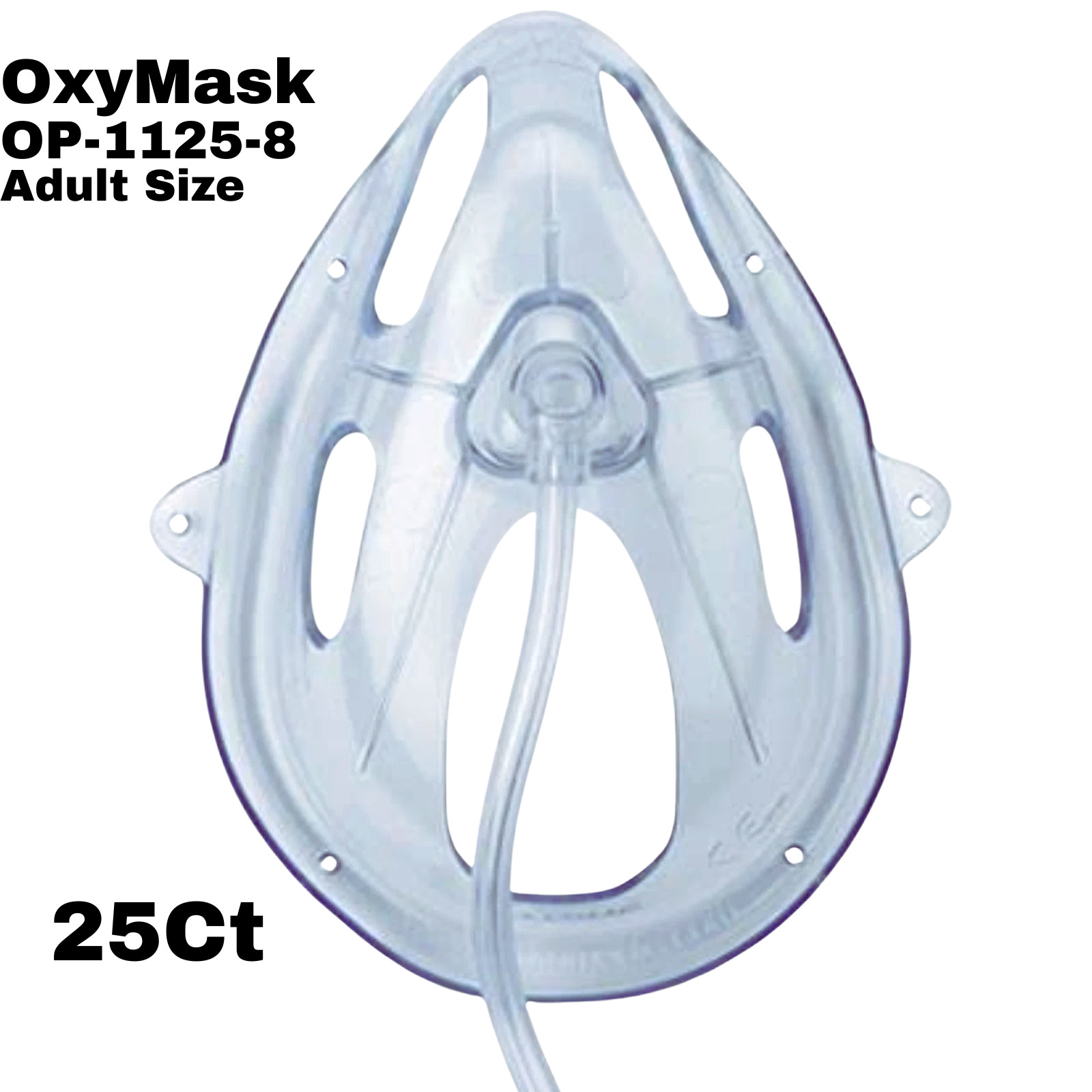 25Ct OxyMask OP-1125-8 Adult Oxygen Mask With Connector Factory Sealed Pack New 25Ct OxyMask OP-1125-8 Adult Oxygen Mask With Connector Factory Sealed Pack New