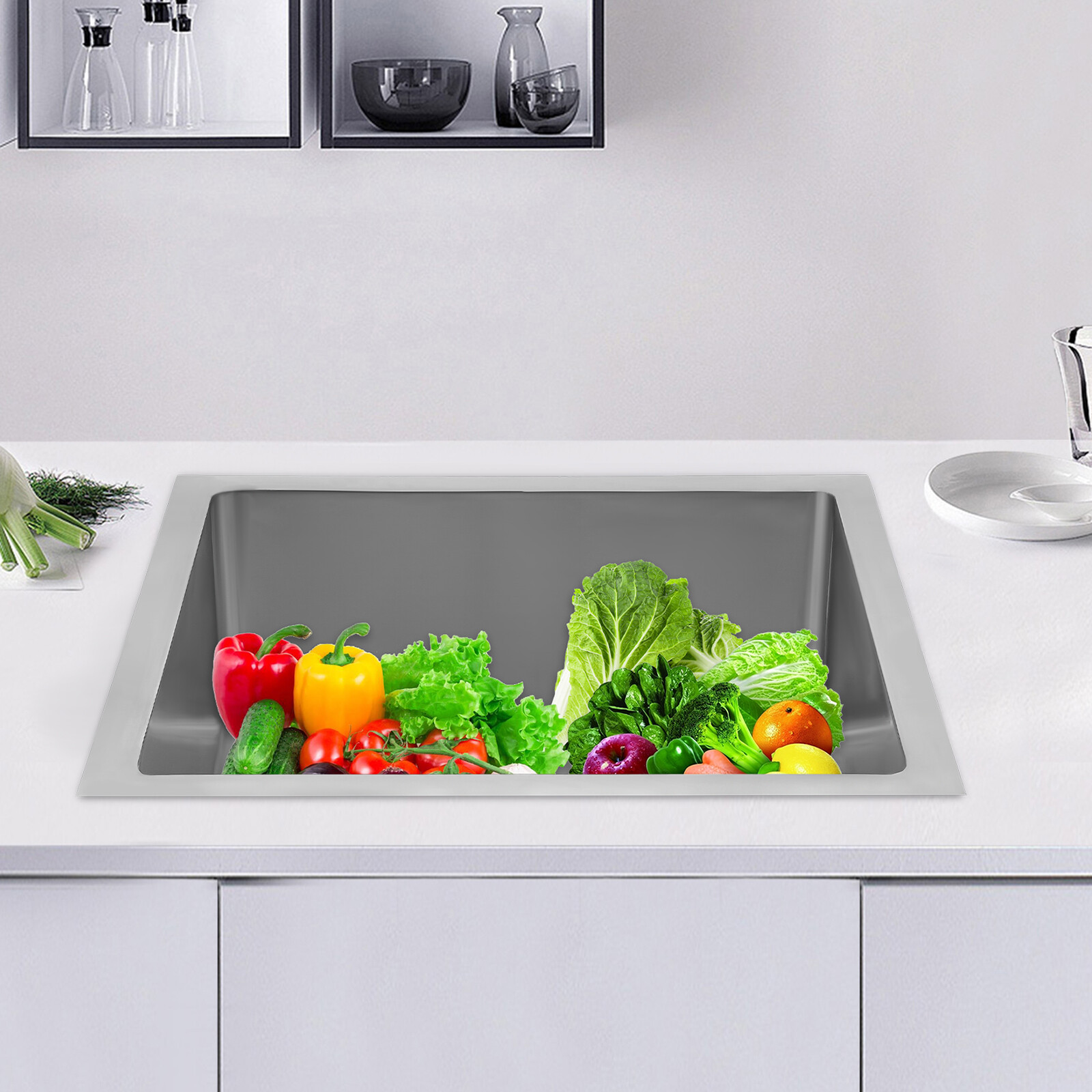 304 Stainless Steel Freestanding Utility Sink 24 × 24 × 13 in Floor Mount 304 Stainless Steel Freestanding Utility Sink 24 × 24 × 13 in Floor Mount