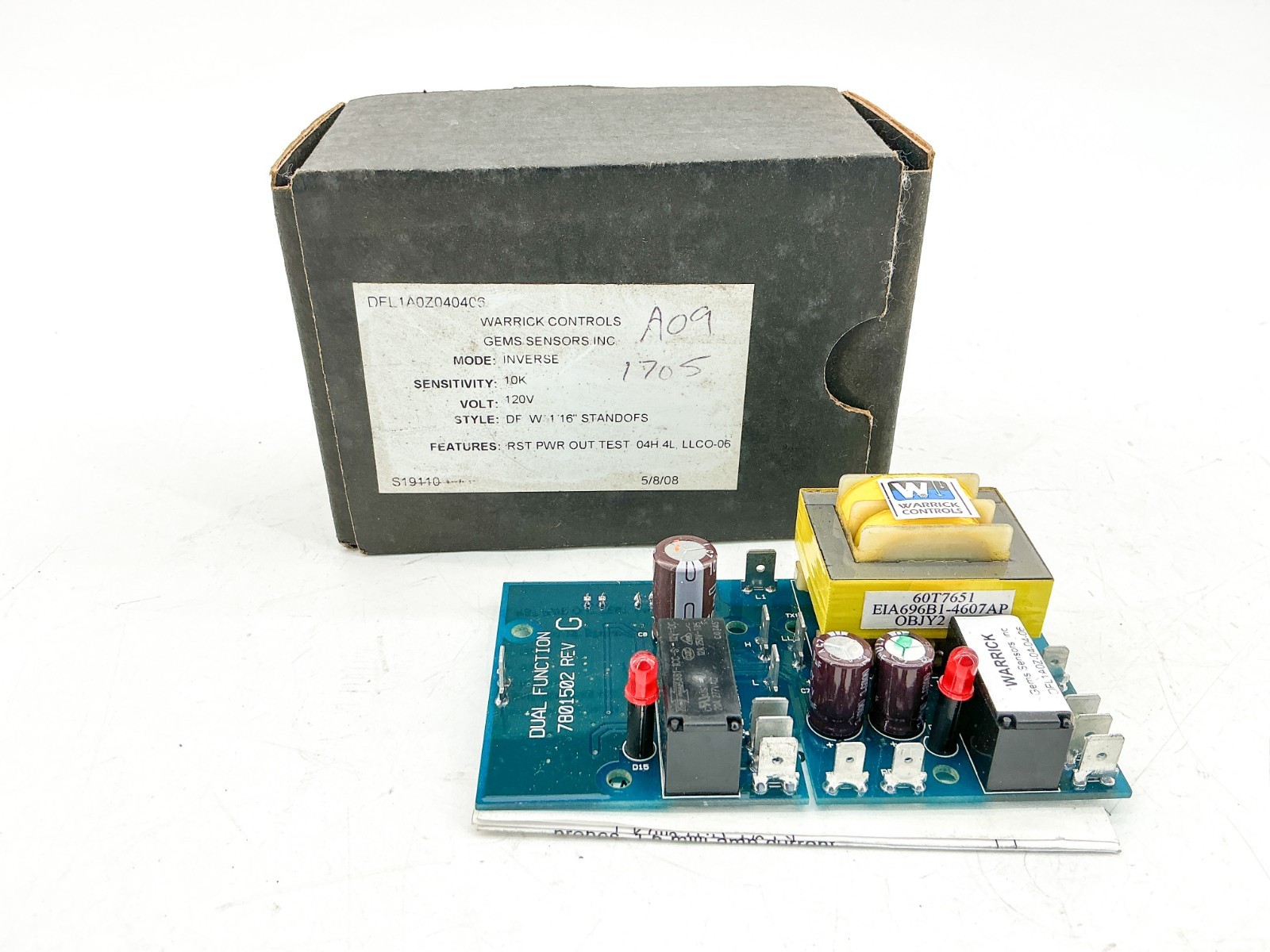 New Warrick Controls GEMS DFL1A0Z-04-04-06 Dual Function Inverse PC Board 120V New Warrick Controls GEMS DFL1A0Z-04-04-06 Dual Function Inverse PC Board 120V