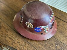 Vintage MSA Skullgard Brown Fiberglass Hard Hat Full Brim Hard Hat W/ suspension picture