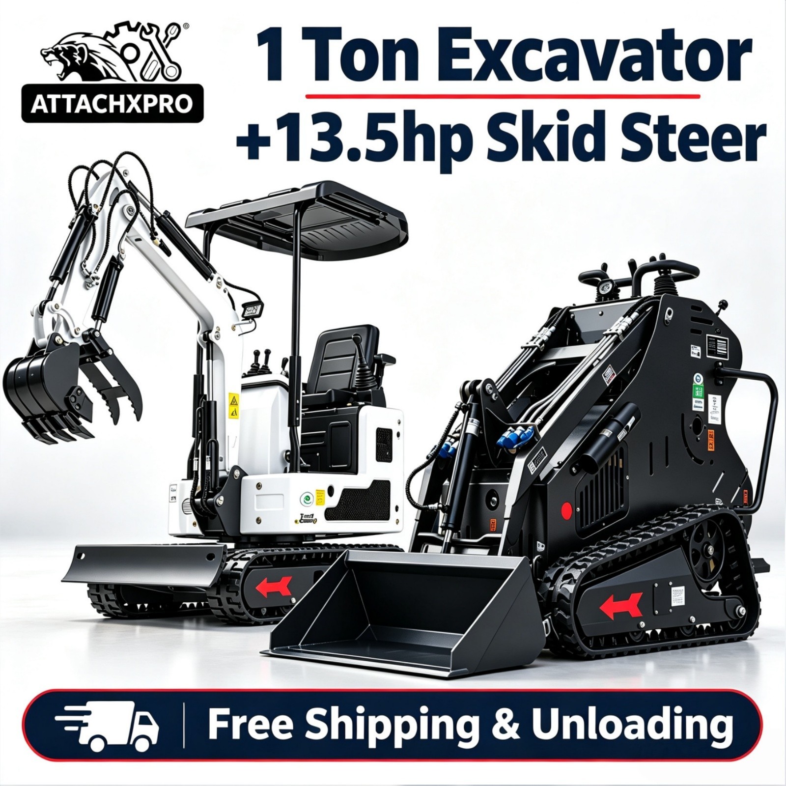13.5HP B&S Gas 1 Ton Mini Excavator & Track Skid Steer, RATO Engine, USA Stock 13.5HP B&S Gas 1 Ton Mini Excavator & Track Skid Steer, RATO Engine, USA Stock