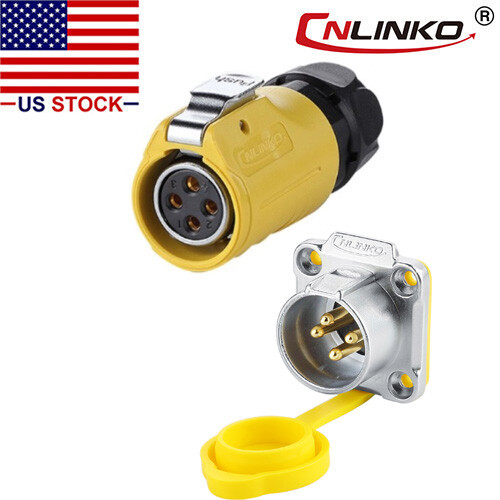CNLINKO 4 Pin Power Connector Female Plug & Male Socket Waterproof Outdoor IP67