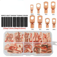 140Pcs Copper Lugs Ring Terminals Bare Battery Welding Crimp Wire Connectors Kit picture