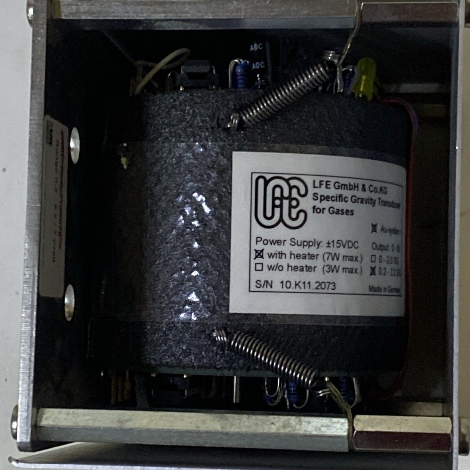 LFE OEM Specific Gravity Transducer Cell for Gases with Heater 7W .2 - 2.2 SG AU