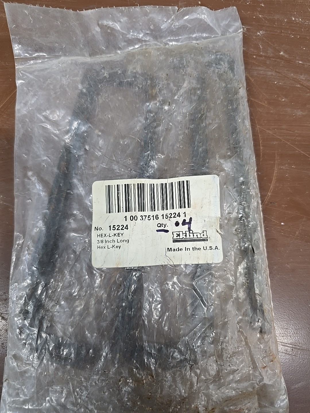 EKLIND 15224 3/8 LONG ARM HEX KEY EKLIND LOT OF 4