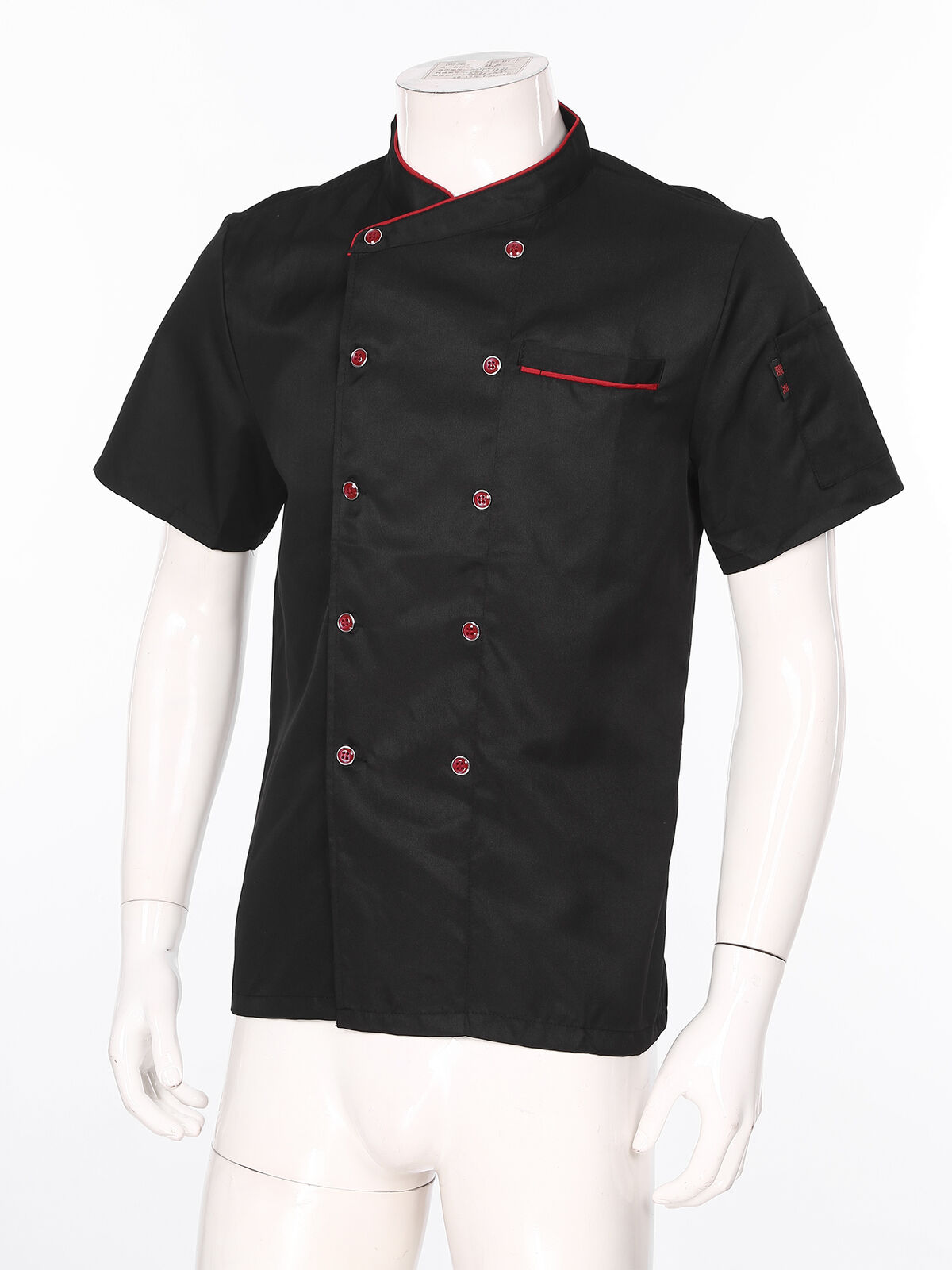 US Unisex Short Sleeve Chef Jacket with Kitchen Coat Restaurant Cooker Outfits