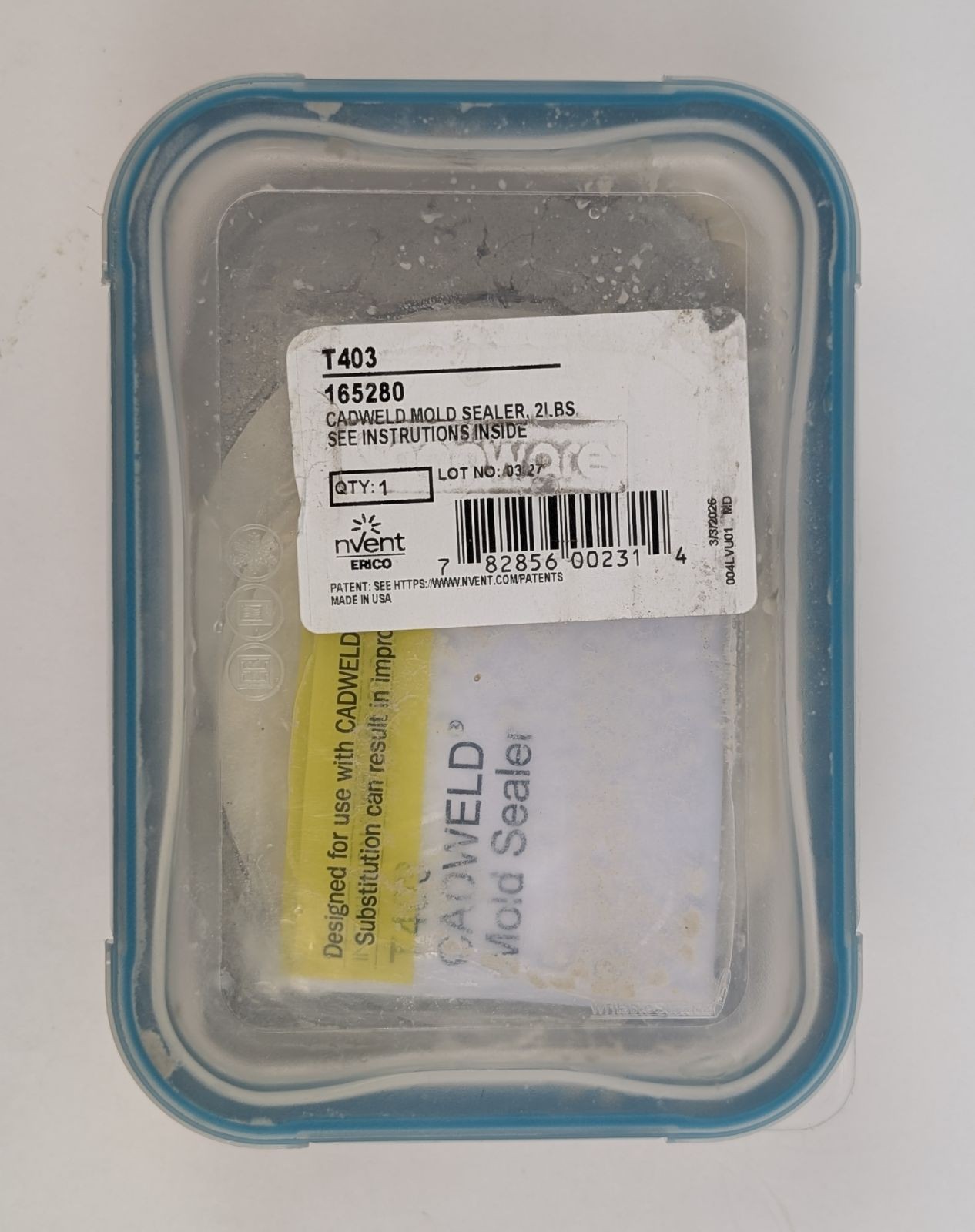 nVent ERICO Cadweld T403 Mold Sealer 165280 Exothermic Welding Putty 2 lbs nVent ERICO Cadweld T403 Mold Sealer 165280 Exothermic Welding Putty 2 lbs