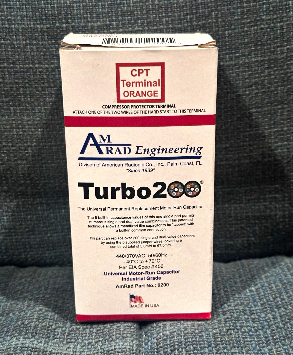 AmRad Engineering Turbo 200 Motor-Run Capacitor 440/370VAC MPN 9200 AmRad Engineering Turbo 200 Motor-Run Capacitor 440/370VAC MPN 9200