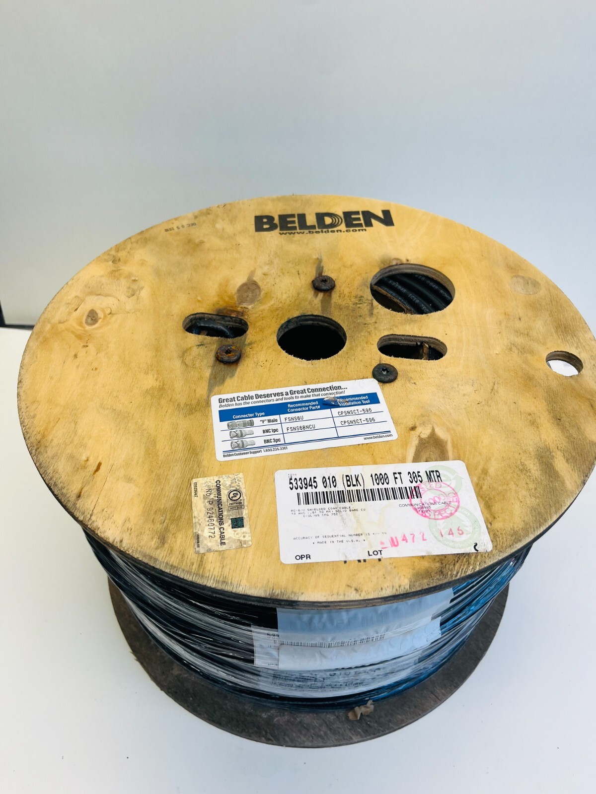 NEW 1000' Roll Belden 533946 LOW LOSS - SOLID Copper RG-6/U Coax Cable RG6