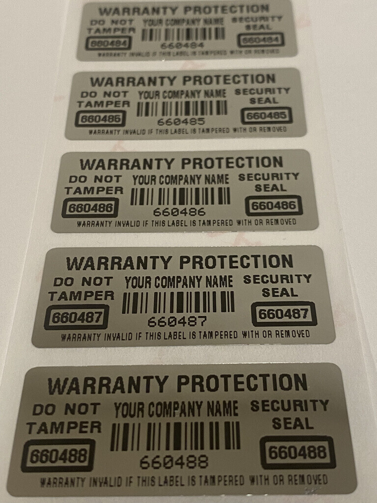 [QTY 1000] CUSTOM PRINTED WARRANTY SECURITY LABELS STICKERS SEALS BARCODE SERIAL