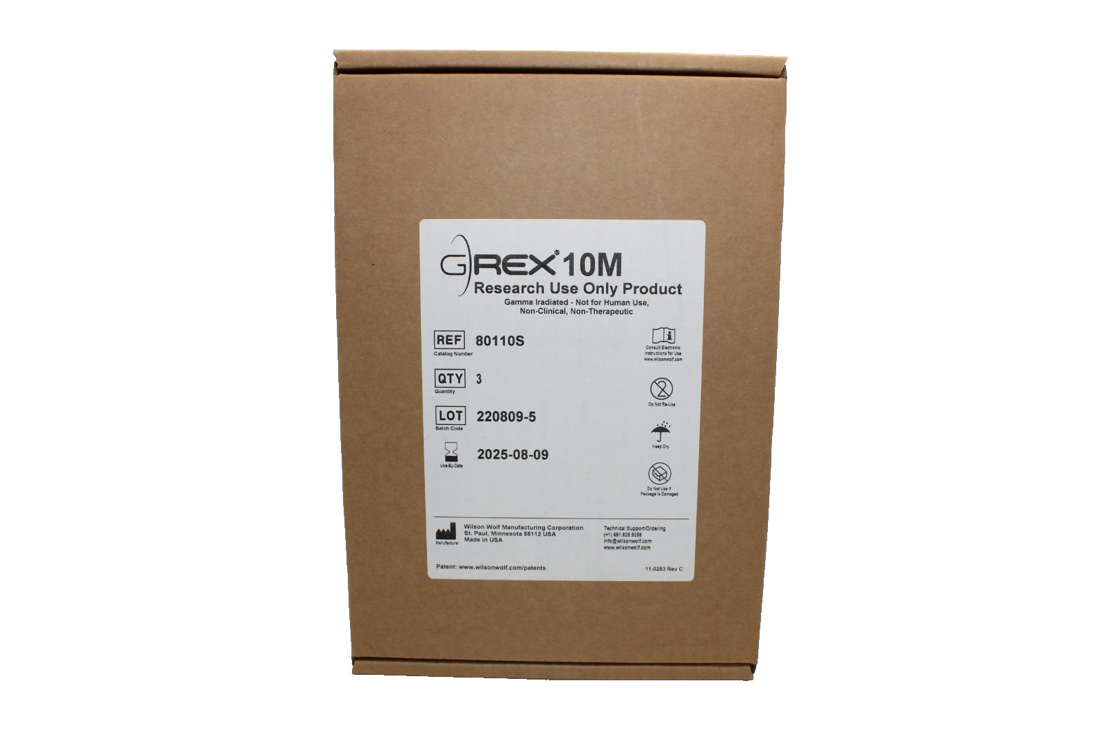 Box of Three Wilson Wolf G-REX 10M Gas Permeable Cell Culture Vessels (80110S) Box of Three Wilson Wolf G-REX 10M Gas Permeable Cell Culture Vessels (80110S)