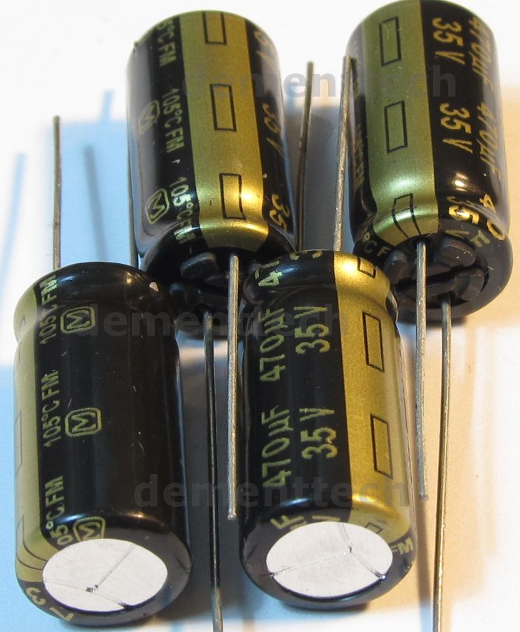 4x Panasonic FM 470uF 35v Low-ESR radial capacitors caps 105C 10mm 10x20
