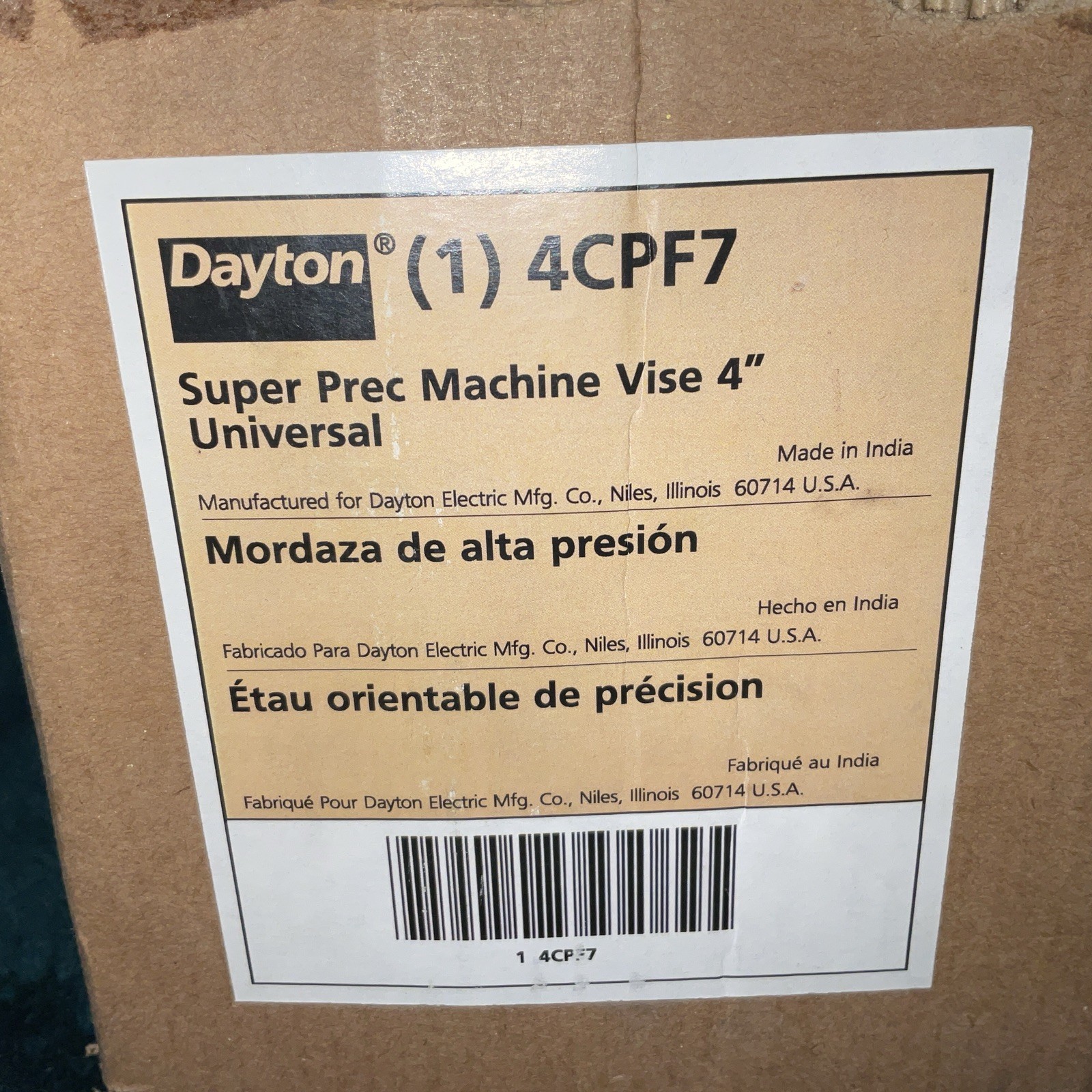 Dayton, 4CPF7, Universal Vise, Jaw W 4\