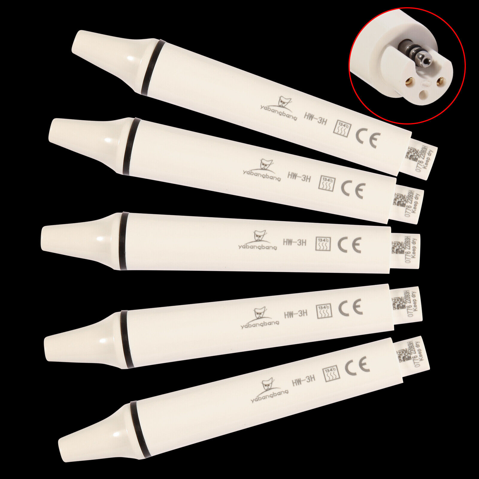 5 Pack Dental Piezon Ultrasonic Scaler Handpiece Compatible EMS Woodpecker Tips